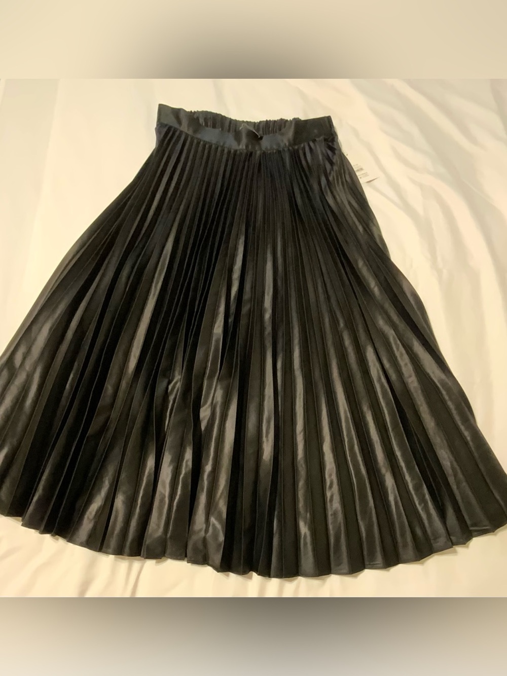 Free Assembly Women’s Pleated Midi Skirt, Size S (4/6) Black NEW Pull On